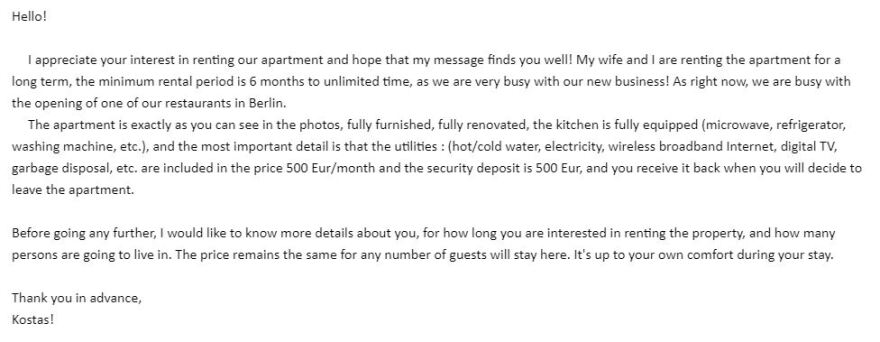 Μία καλοστημένη απάτη με τις ενοικιάσεις σπιτιών - Δείτε τα παραπλανητικά μηνύματα 