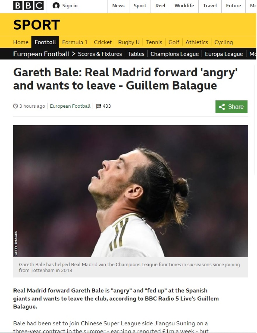 Ρεάλ Μαδρίτης: Ο θυμωμένος Μπέιλ θέλει να φύγει 