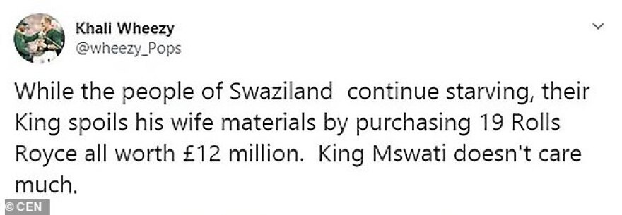 Σουαζιλάνδη: Ο βασιλιάς έδωσε 15 εκατ. ευρώ και αγόρασε... Ρολς Ρόις στις 14 συζύγους του!