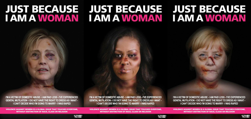 Εξάλειψη της βίας κατά των γυναικών: Δείτε «κακοποιημένες» τις Μισέλ Ομπάμα, Χίλαρι Κλίντον και Άνγκελα Μέρκελ