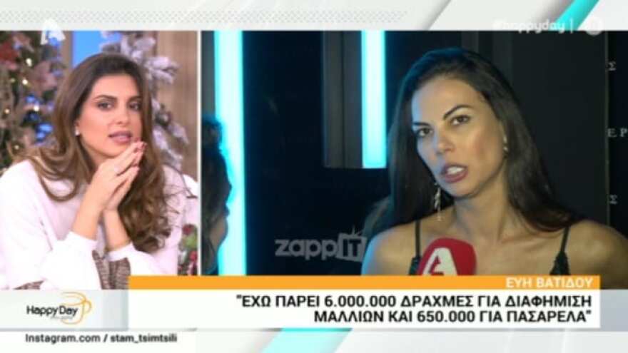 Εύη Βατίδου: «Έχω πάρει 6 εκατομμύρια δραχμές για μία διαφήμιση» 