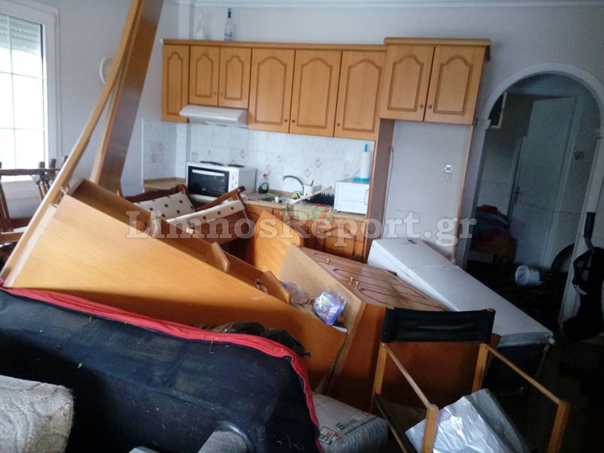 Κακοκαιρία «Γηρυόνης»: Χείμαρρος πέρασε μέσα από σπίτι και το κατάστρεψε στη Λήμνο