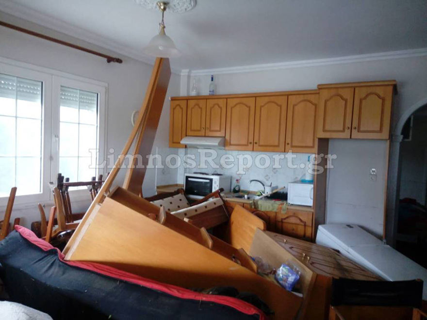 Κακοκαιρία «Γηρυόνης»: Χείμαρρος πέρασε μέσα από σπίτι και το κατάστρεψε στη Λήμνο