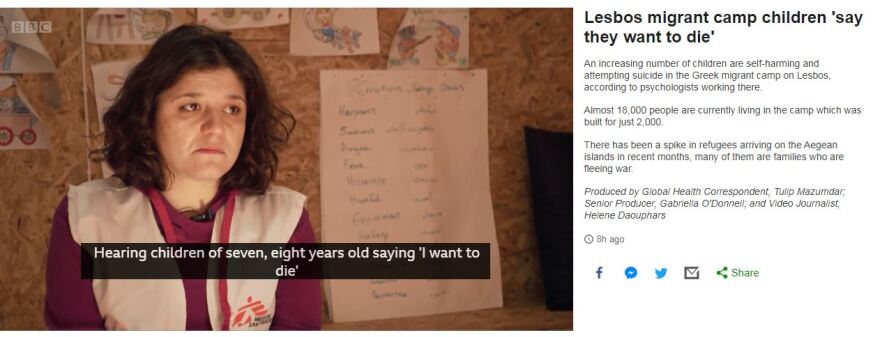 BBC: Προσφυγόπουλα στη Μόρια «λένε ότι θέλουν να πεθάνουν»