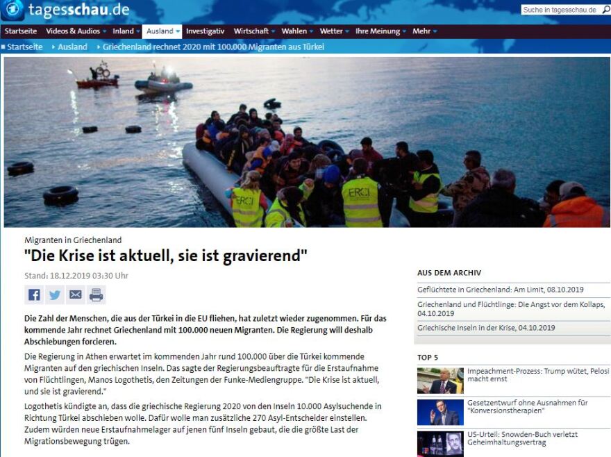 Ειδικός γραμματέας πρώτης υποδοχής: Η Ελλάδα περιμένει επιπλέον 100.000 μετανάστες το 2020