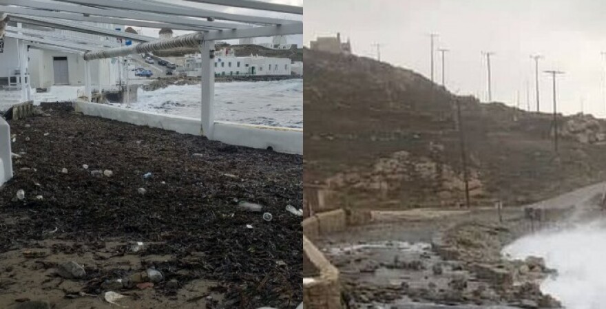 Ζημιές στη Μύκονο από την κακοκαιρία «Ηφαιστίων»