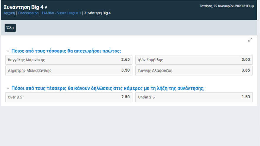 Συνάντηση των «Big 4»: Στοιχήματα για το ποιος θα αποχωρήσει πρώτος
