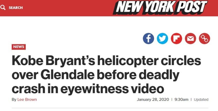 Κόμπι Μπράιαντ: Βίντεο-σοκ φέρεται να δείχνει το ελικόπτερο να κάνει κύκλους πριν τη συντριβή