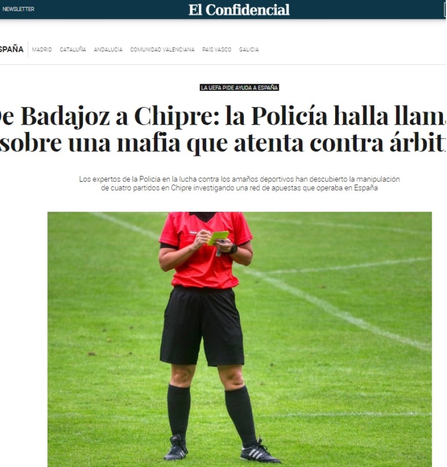 Ισπανική ιστοσελίδα εμπλέκει Κύπρο και Ελλάδα σε κύκλωμα στημένων αγώνων