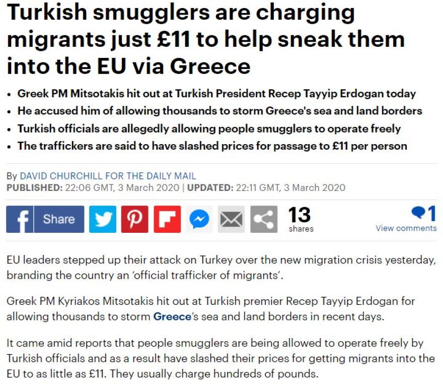 Μαρτυρία Τούρκου διακινητή: Πλέον ζητάμε μόνο $15 για να περάσουμε μετανάστες στην Ελλάδα