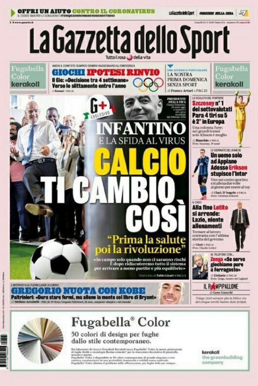 Κορωνοϊός - Πρόεδρος FIFA: Η υγεία έρχεται πρώτη και μετά το ποδόσφαιρο