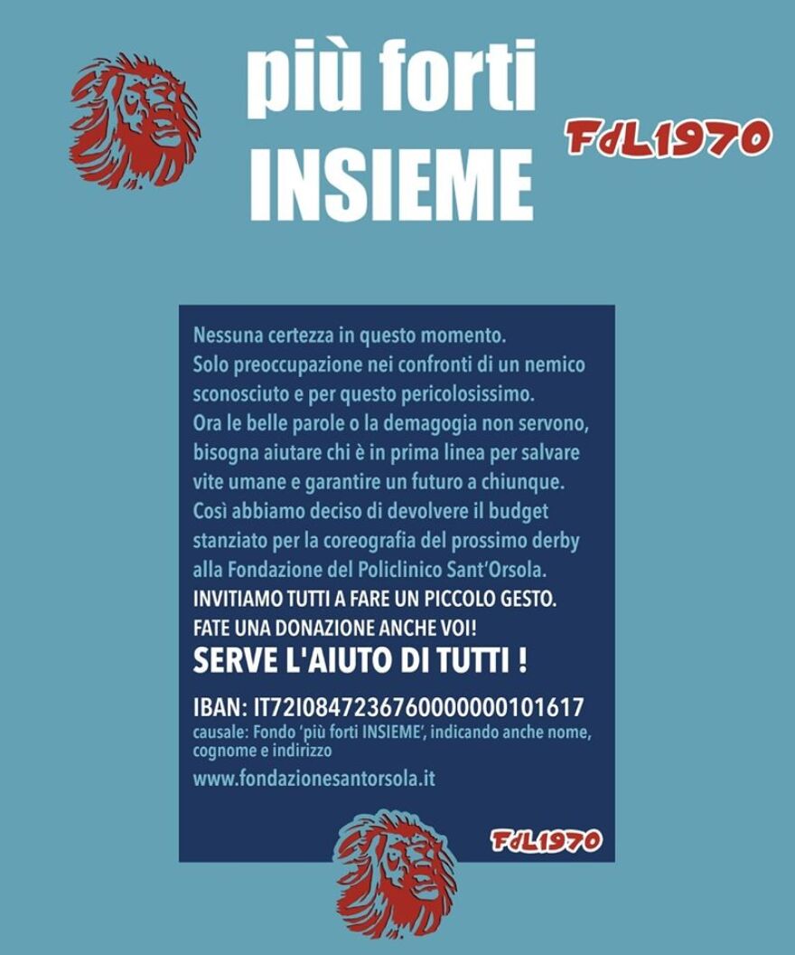 Κορωνοϊός στην Ιταλία: Η «μάχη» των ultras απέναντι στην πανδημία