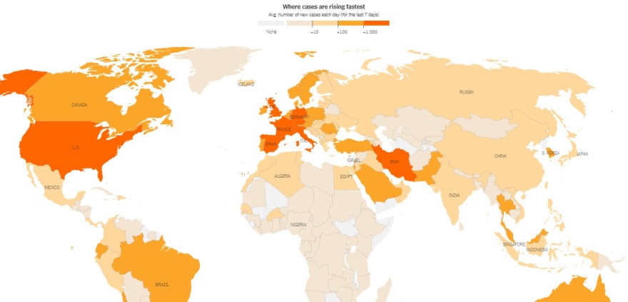 Η πορεία του κορωνοϊού στον κόσμο: Ποιες περιοχές πλήττονται περισσότερο - Δείτε χάρτες
