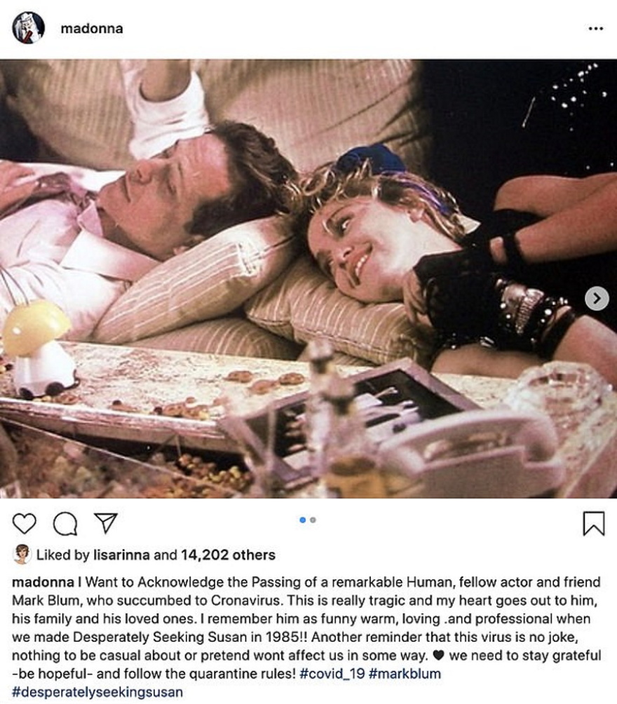 Κορωνοϊός: Νεκρός ο ηθοποιός Mark Blum - Το μήνυμα της Madonna 