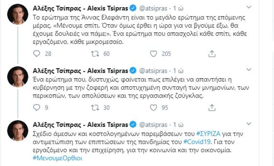 Πυρά Τσίπρα για τα εργασιακά: «Όταν βγούμε από το σπίτι θα έχουμε δουλειές;»