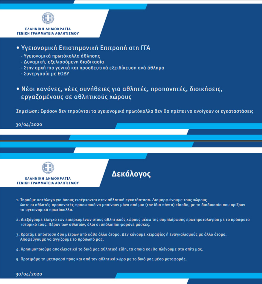 Αυγενάκης: «Στις 5 Μαΐου ξεκινούν οι προπονήσεις στη Super League 1»