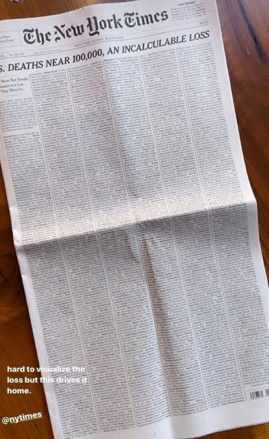 Κορωνοϊός - ΗΠΑ: Το συγκλονιστικό πρωτοσέλιδο των New York Times