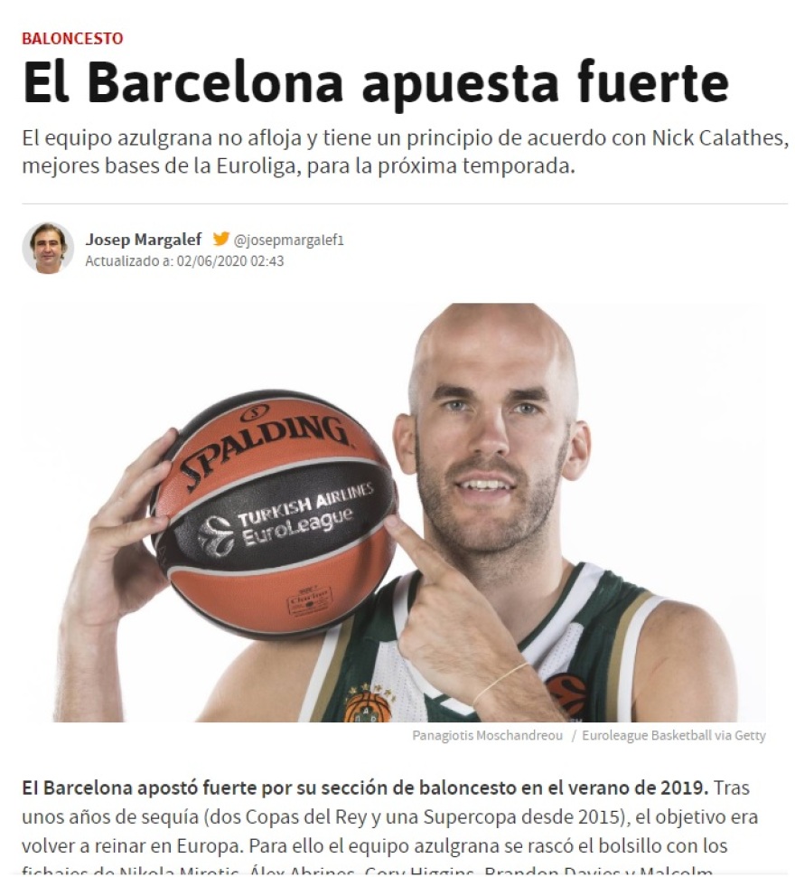 Παναθηναϊκός: Επιμένουν οι Ισπανοί για συμφωνία Καλάθη με Μπαρτσελόνα