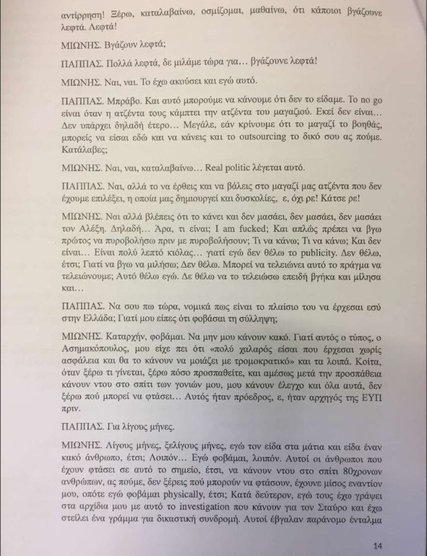 Συνομιλία Μιωνή - Παππά: Θύελλα για την «ατζέντα του μαγαζιού», τα «πολλά λεφτά», «και τη Μαρέβα»