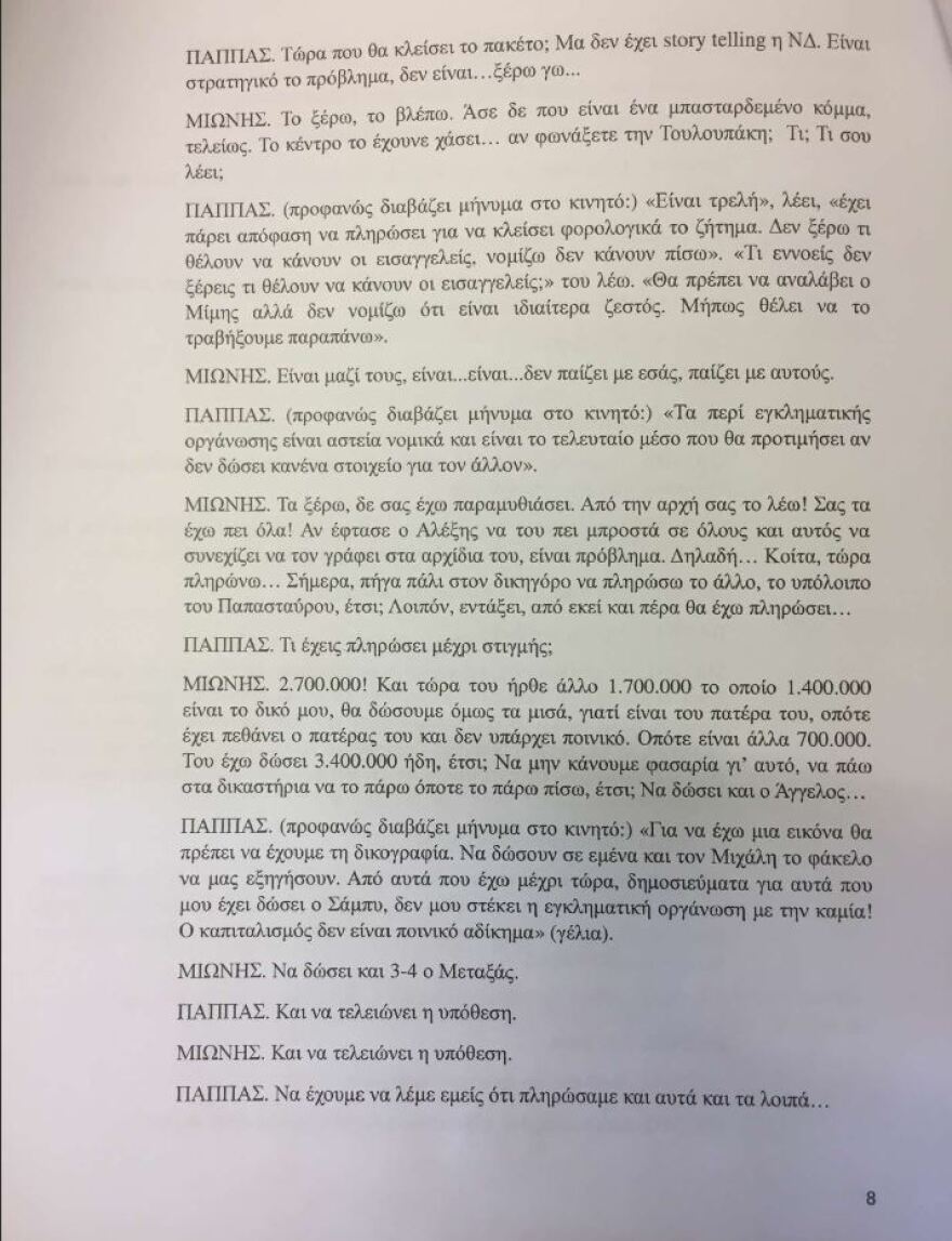 Συνομιλία Μιωνή - Παππά: Θύελλα για την «ατζέντα του μαγαζιού», τα «πολλά λεφτά», «και τη Μαρέβα»