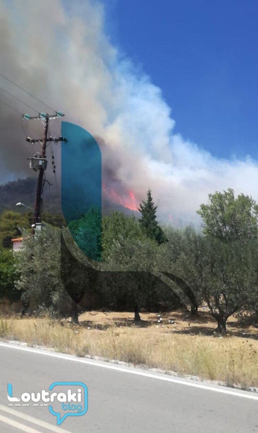 Μεγάλη φωτιά σε δασική έκταση στο Λουτράκι - Δείτε βίντεο και φωτογραφίες