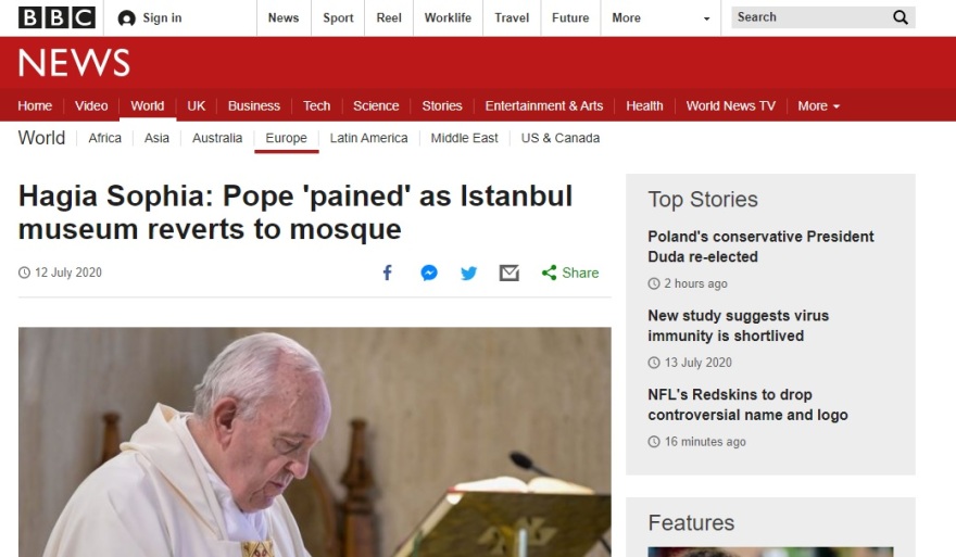 Αγία Σοφία - «Wall Street Journal»: Σα να μετατράπηκε σε τζαμί ο Άγιος Πέτρος