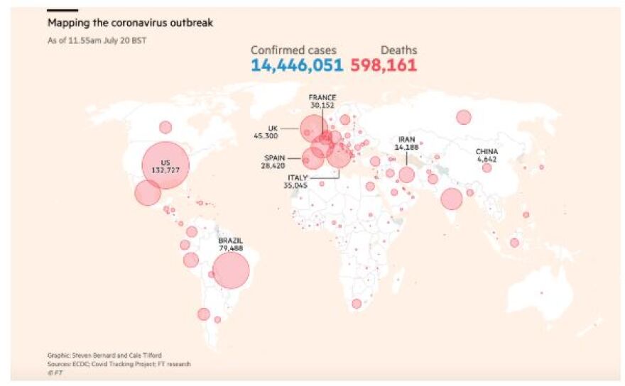 Νέα δεδομένα για την πανδημία: Οι Financial Times οπτικοποίησαν την επέλασή της σε ολόκληρο τον πλανήτη