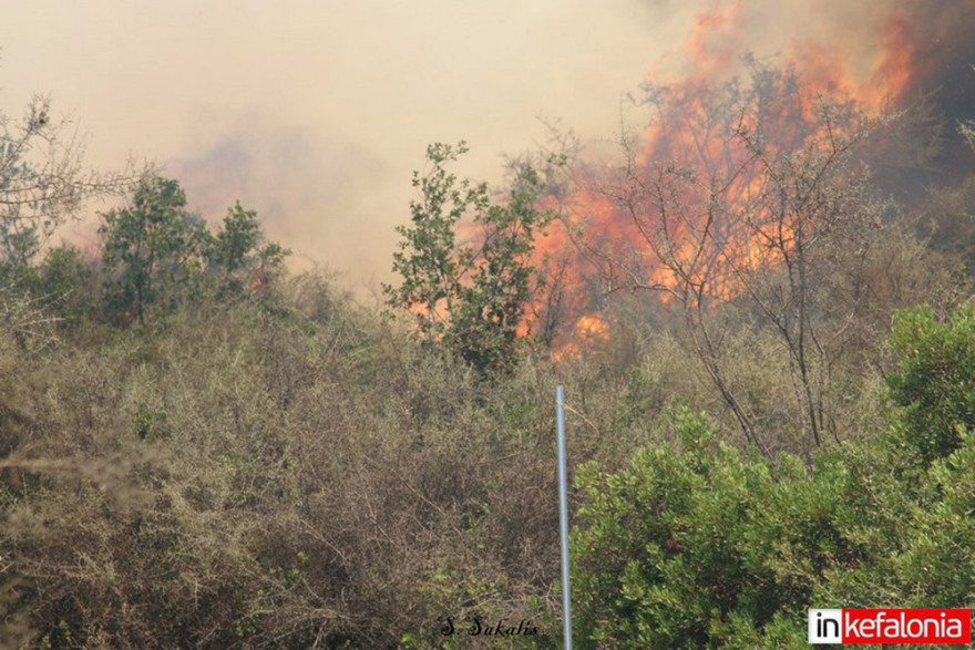 Φωτιά στην Κεφαλονιά: Σε ύφεση το μέτωπο στις Κεραμειές