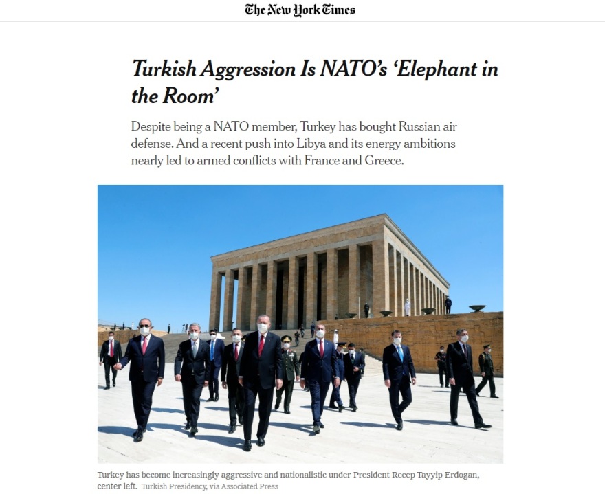 New York Times: Η τουρκική επιθετικότητα είναι ο «Ελέφαντας στο δωμάτιο» του ΝΑΤΟ
