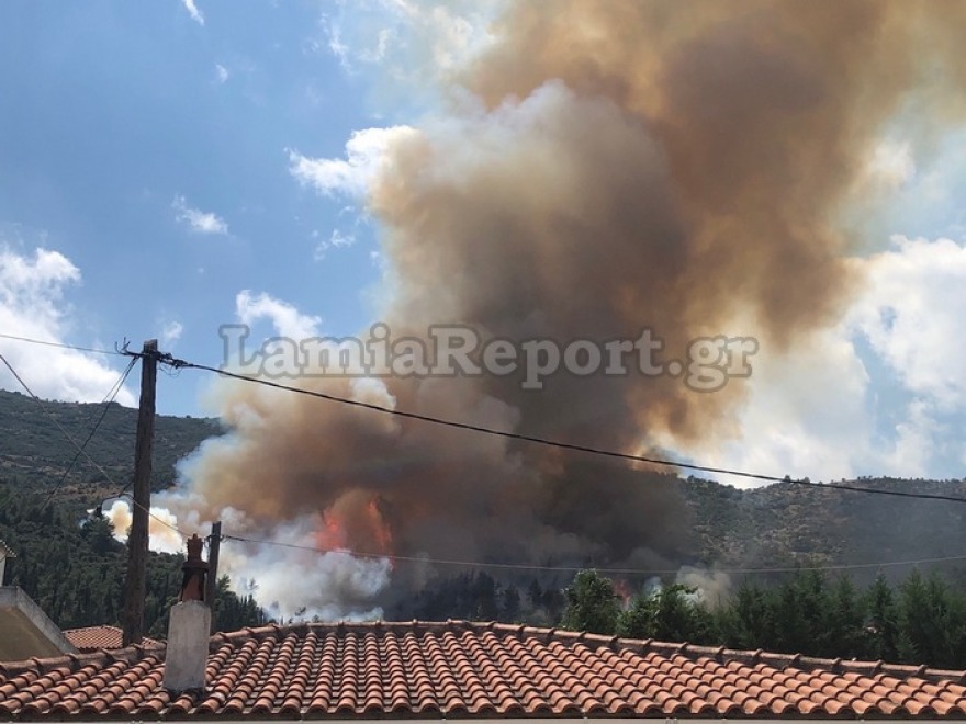 Μεγάλη φωτιά στην Αταλάντη, κοντά στα σπίτια οι φλόγες 
