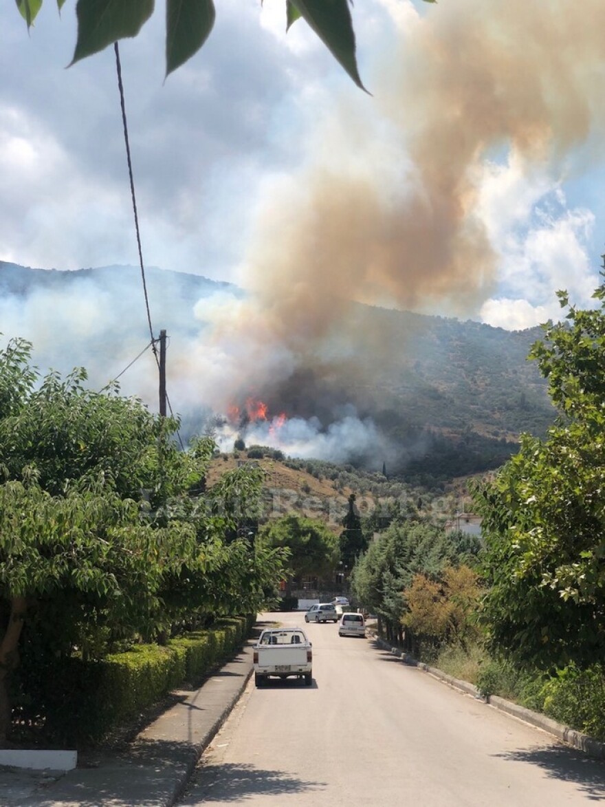 Μεγάλη φωτιά στην Αταλάντη, κοντά στα σπίτια οι φλόγες 