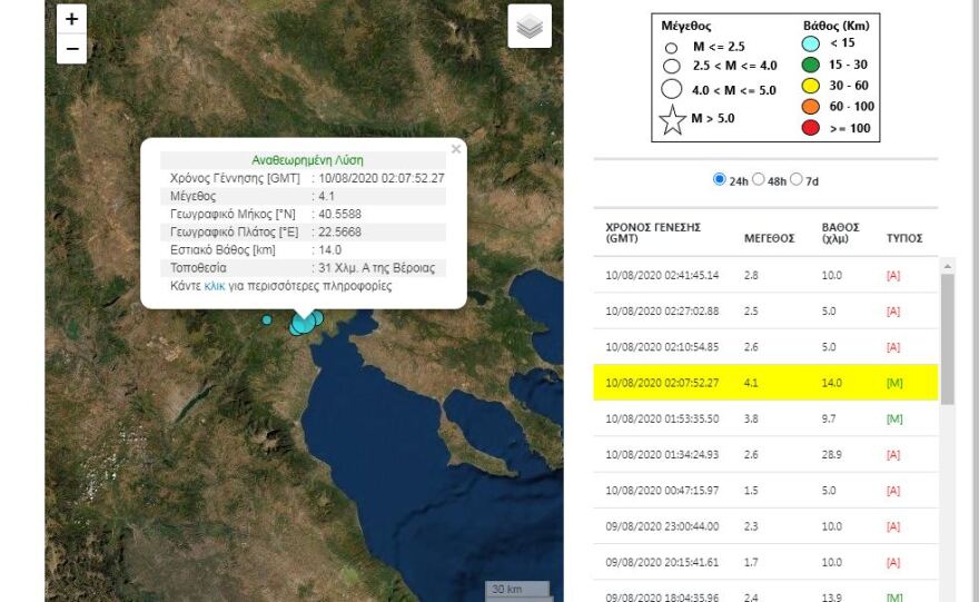Σεισμός 4,1 Ρίχτερ «ξύπνησε» τη Βέροια
