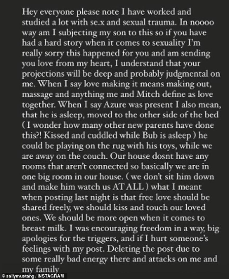 Την επέκριναν γιατί «κάνει έρωτα» μπροστά στο παιδί της - «Δεν του προκαλώ τραύμα» απαντά