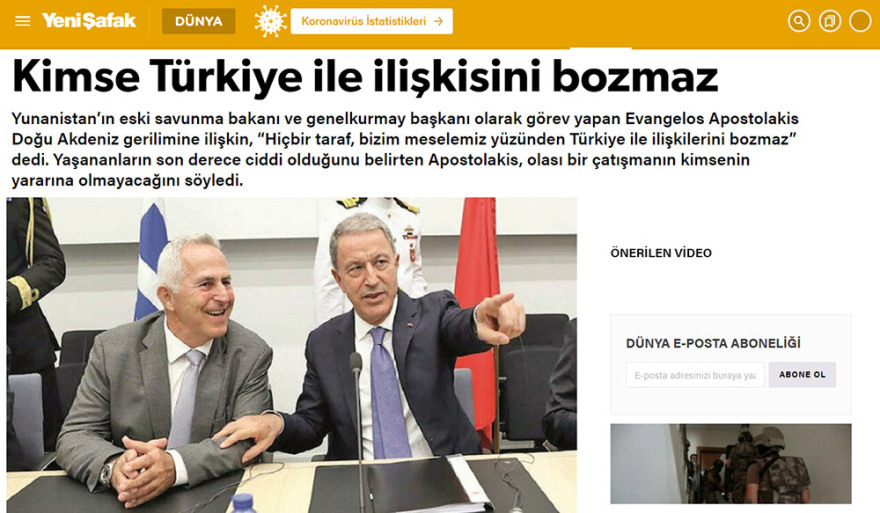 Τουρκική εφημερίδα: «O μόνος λογικός άνθρωπος στην Ελλάδα είναι ο Αποστολάκης»