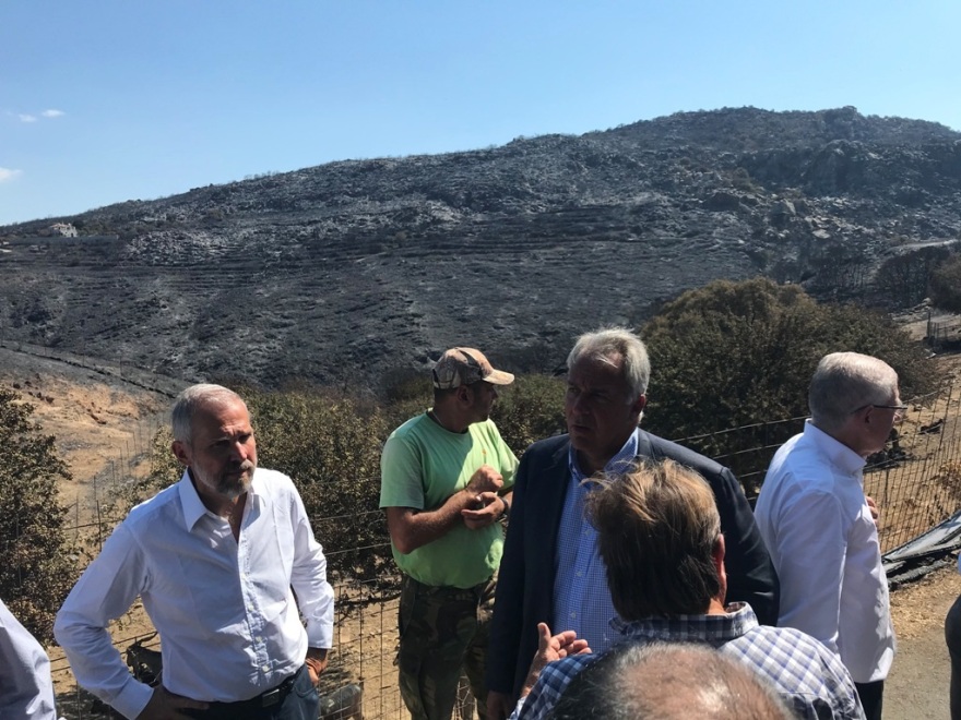 Αυτοψία Βορίδη στις πυρόπληκτες περιοχές της Μάνης 