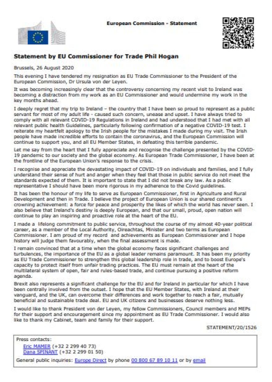 Πρωτοφανές περιστατικό στην Κομισιόν - Aναγκάζεται να παραιτηθεί o Επίτροπος Εμπορίου λόγω... κορωνοϊού