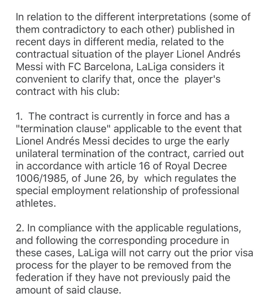 Μέσι: Με ανακοίνωση της η La Liga δικαιώνει τη Μπαρτσελόνα στο θέμα της ρήτρας