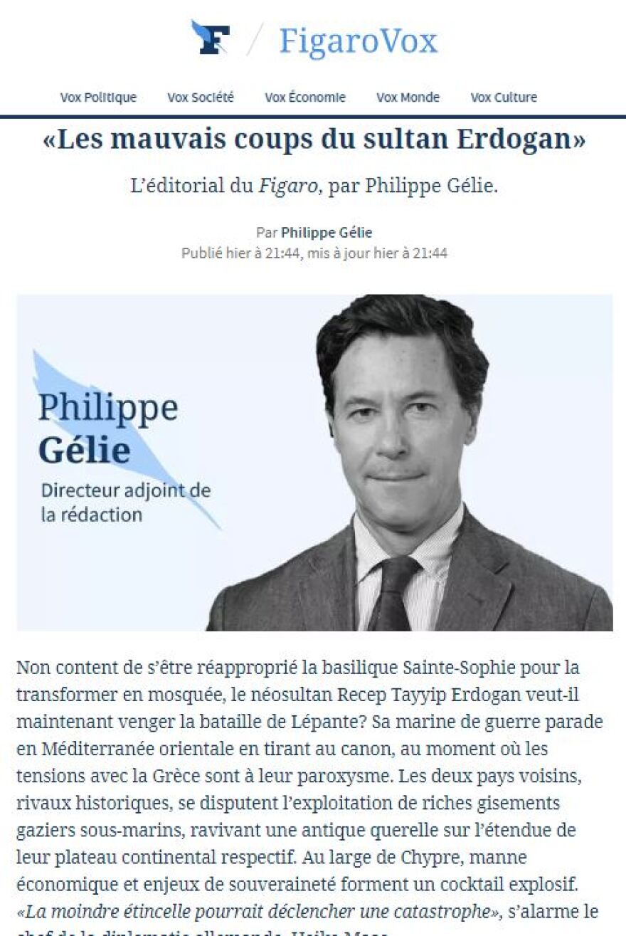  «Kαρφώνει» τον Ερντογάν στο πρωτοσέλιδό της η εφημερίδα Le Figarο: Αυξάνονται οι κακοί χειρισμοί του