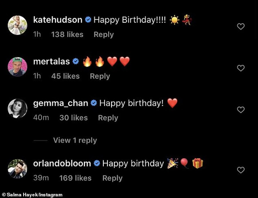 Σάλμα Χάγιεκ: Οπτασία στα κίτρινα με φόντο το γαλάζιο του Αιγαίου για τα γενέθλιά της