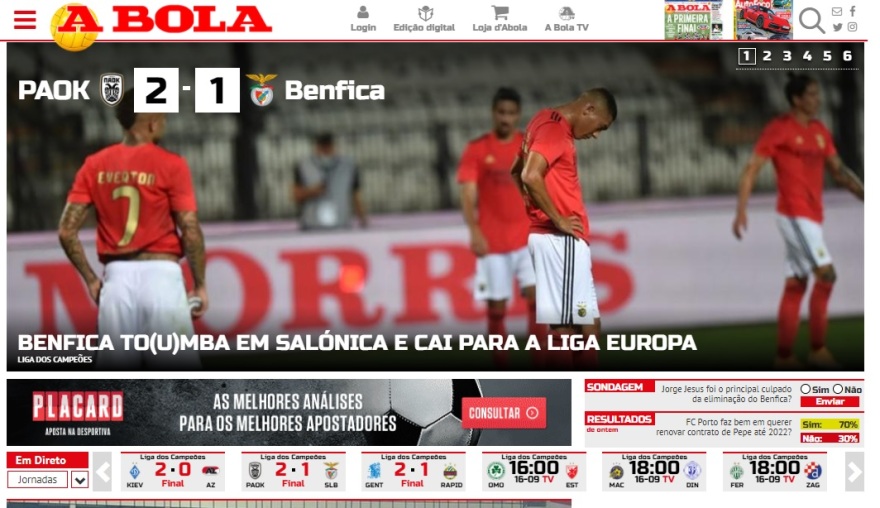 A Bola: «Ο τάφος της Μπενφίκα στη Θεσσαλονίκη»