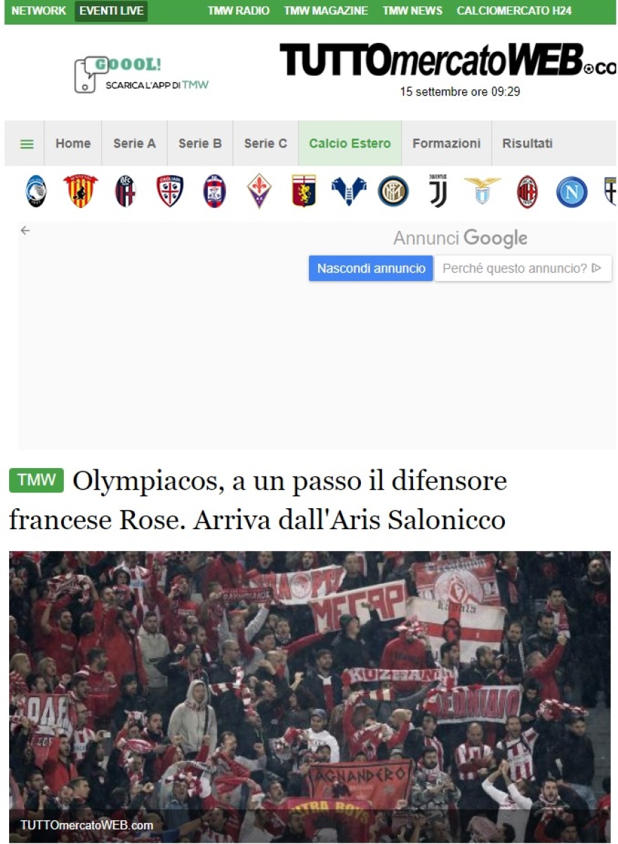 Tuttomercatoweb: «Ο Ολυμπιακός κλείνει τον Ρόουζ»