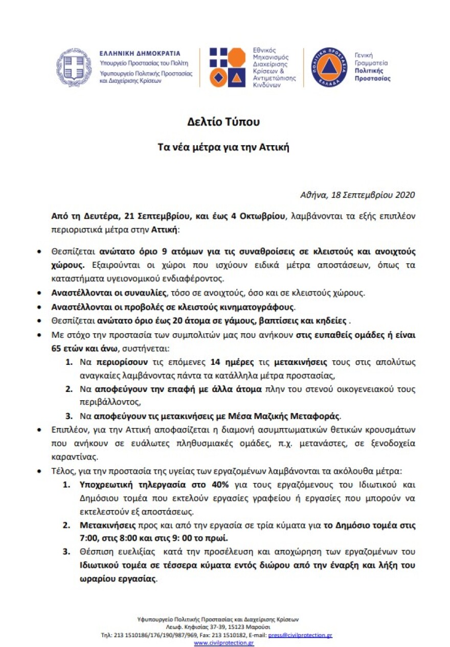 Κορωνοϊός: Όλα τα νέα μέτρα για εργασία, σχολεία, καταστήματα, Δημόσιο και συναθροίσεις κάθε είδους - Δείτε το ΦΕΚ