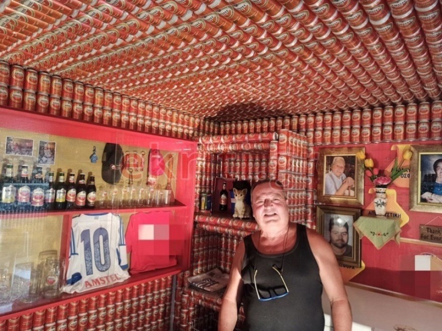 Ηράκλειο: Έφτιαξε «καταφύγιο» μπύρας με 9.270 κουτάκια - Δείτε φωτογραφίες