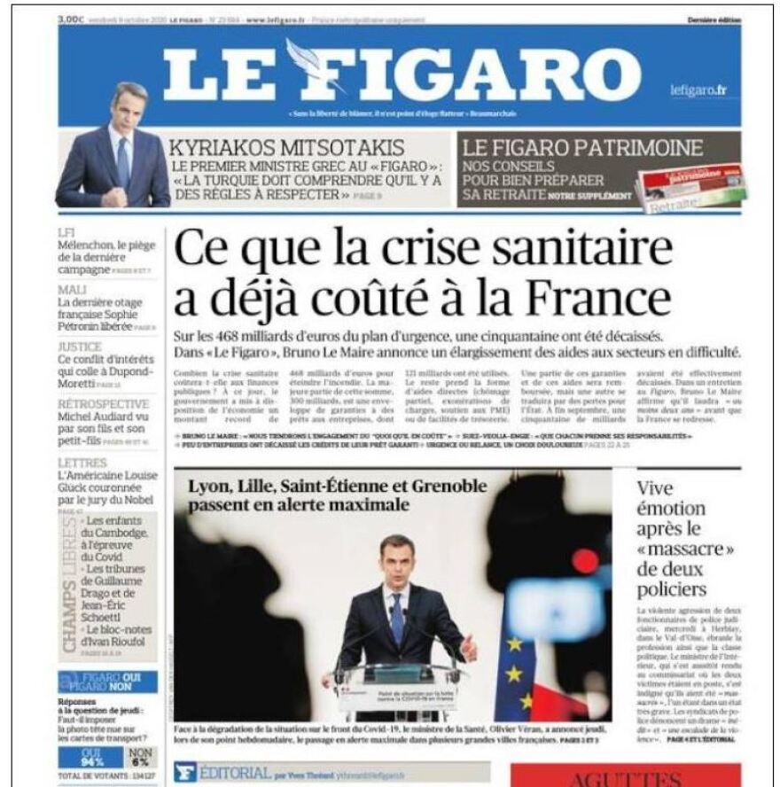 Μητσοτάκης στη Le Figaro: Αναμένουμε τις διερευνητικές επαφές αλλά η Τουρκία να σταματήσει τις προκλήσεις