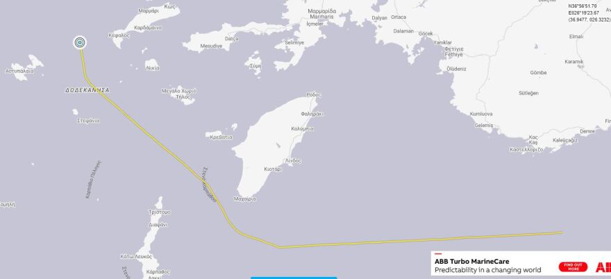 Τη θαλάσσια περιοχή ανάμεσα σε Κω και Αστυπάλαια διέπλευσε το τουρκικό γεωτρύπανο Kanuni