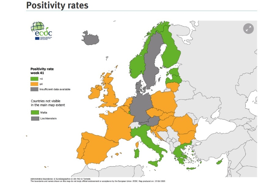 Κορωνοϊός - Χάρτης κρουσμάτων στην Ευρώπη: Στο «πράσινο» η μισή Ελλάδα