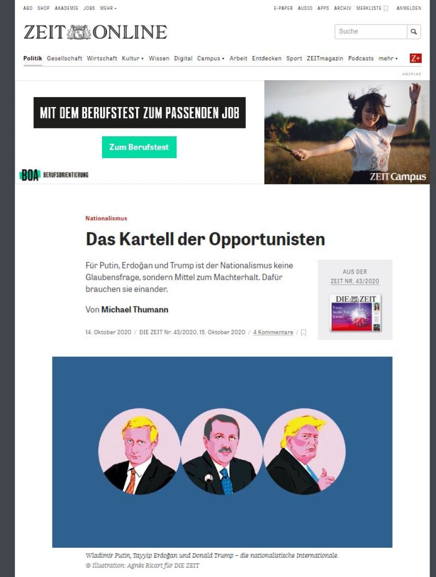 «Πυρά» της Die Zeit για Ερντογάν, Πούτιν, Τραμπ - «Το καρτέλ των οπορτουνιστών» 