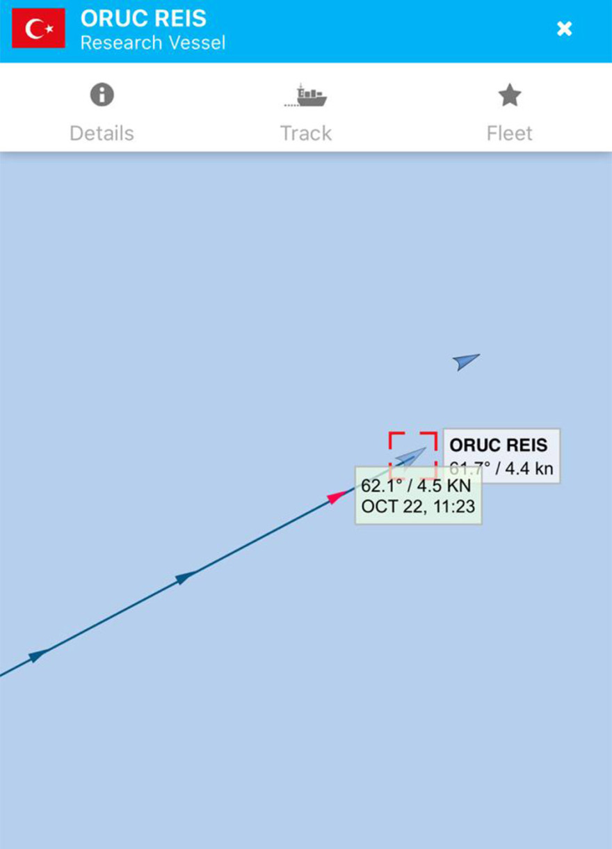 Oruc Reis: Πλέει με ρότα δυτική προς τη Ρόδο  - Δείτε χάρτες με την πορεία του 