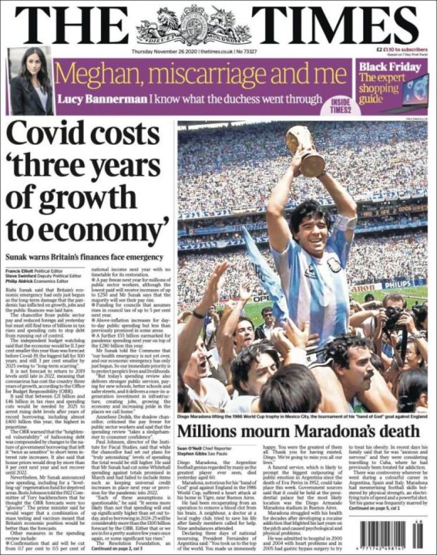 Ντιέγκο Μαραντόνα: «Ο Θεός πέθανε» - Πρωτοσέλιδος αποχαιρετισμός στον διεθνή Τύπο