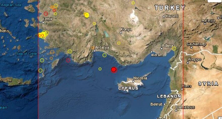 Σεισμός 5,2 Ρίχτερ ανάμεσα σε Κύπρο και Τουρκία - Αισθητός και στη Ρόδο